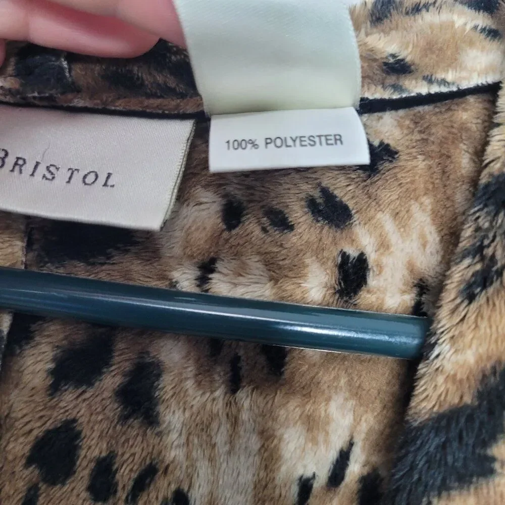 Vintage y2k black brown animal print quirky grunge chic clasp front jacket med